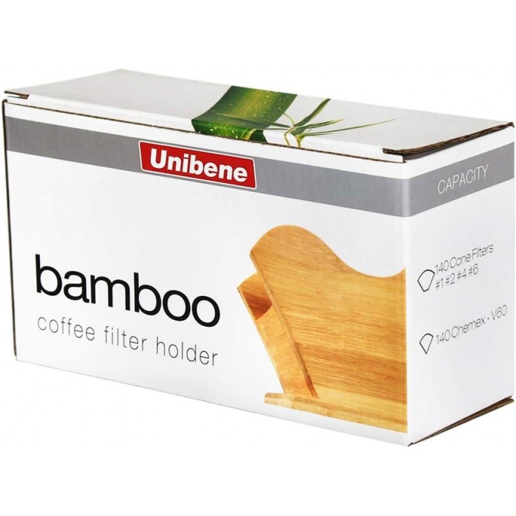 Unibene Bamboo Coffee Filter Holder, Renewable Stand Container Dispenser