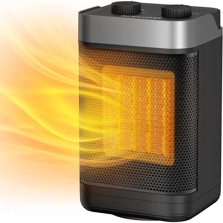 Space Heater, 1500W Portable Heater, 60°Oscillating Electric Heater(Black)