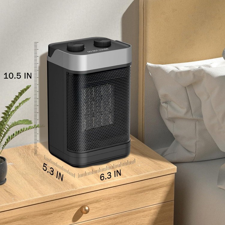 Space Heater, 1500W Portable Heater, 60°Oscillating Electric Heater(Black)