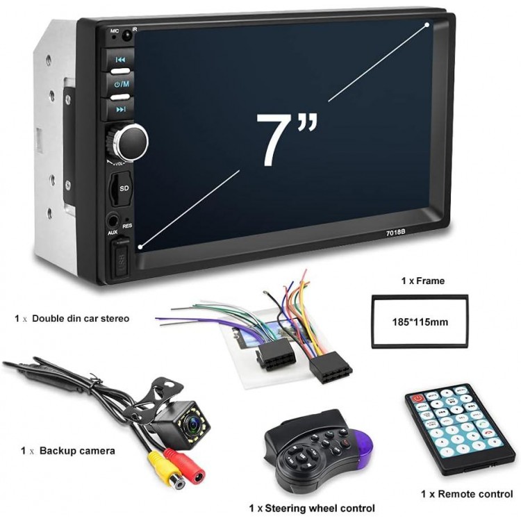 Nhopeew Double Din Car Stereo with Bluetooth and Backup Camera