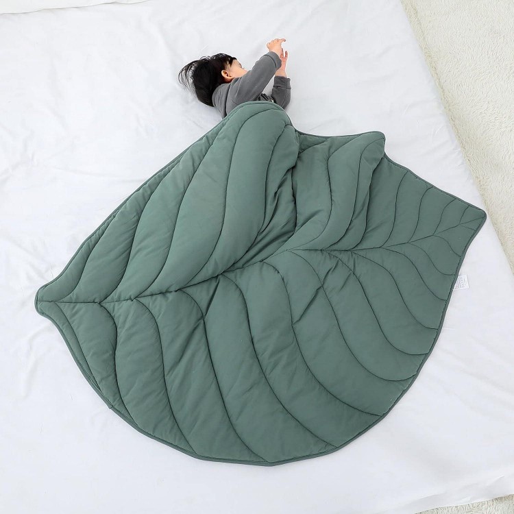 Letalong Cotton Leaf Nursery Rug, Machine Washable Baby Play Mat For Nursery Decor, Play Mat For Baby