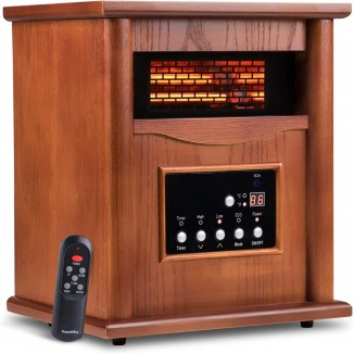 LifePlus Electric Infrared Quartz Heater Deluxe Wood Cabinet, 1500W