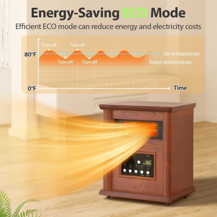 LifePlus Electric Infrared Quartz Heater Deluxe Wood Cabinet, 1500W
