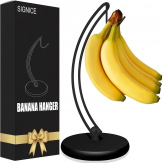 Signice Banana Holder Stand with Wood Base Stainless Steel for Home Kitchen Use