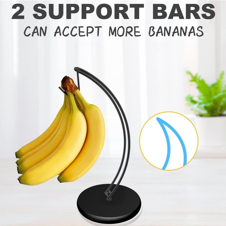 Signice Banana Holder Stand with Wood Base Stainless Steel for Home Kitchen Use