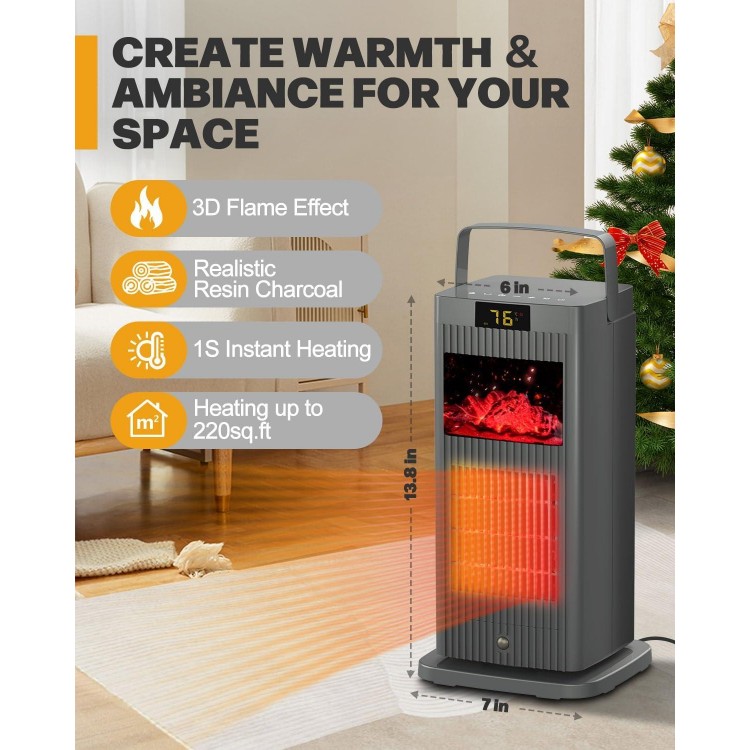 2023 Space Heater with 3D Bonfire, 1500W Electric Room Heater with Thermostat