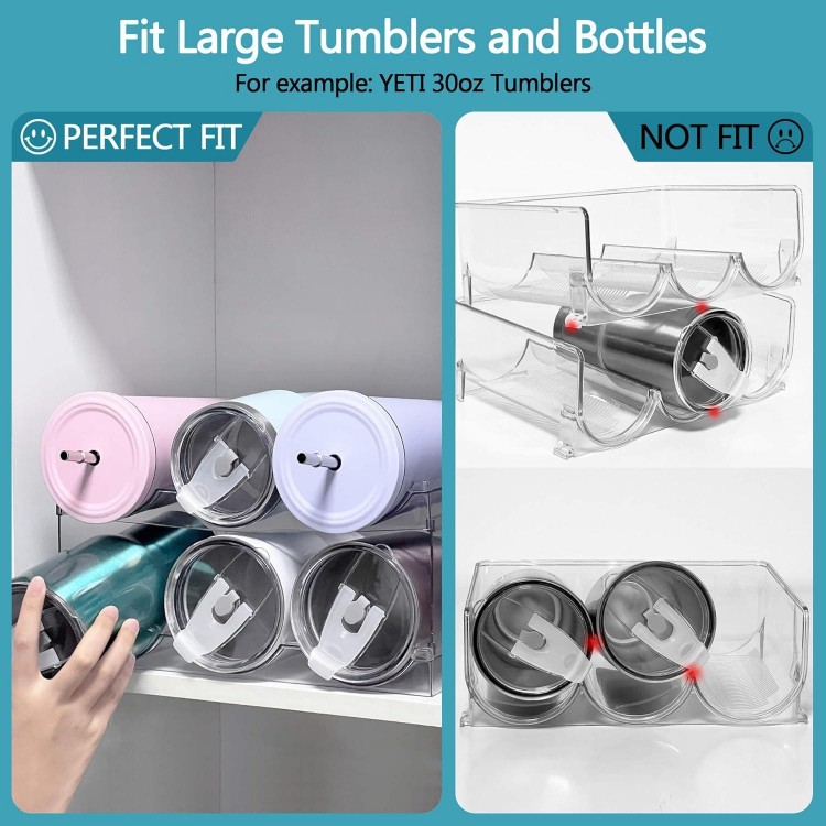 Water Bottle Organizer, Stackable Kitchen Organization and Storage Rack