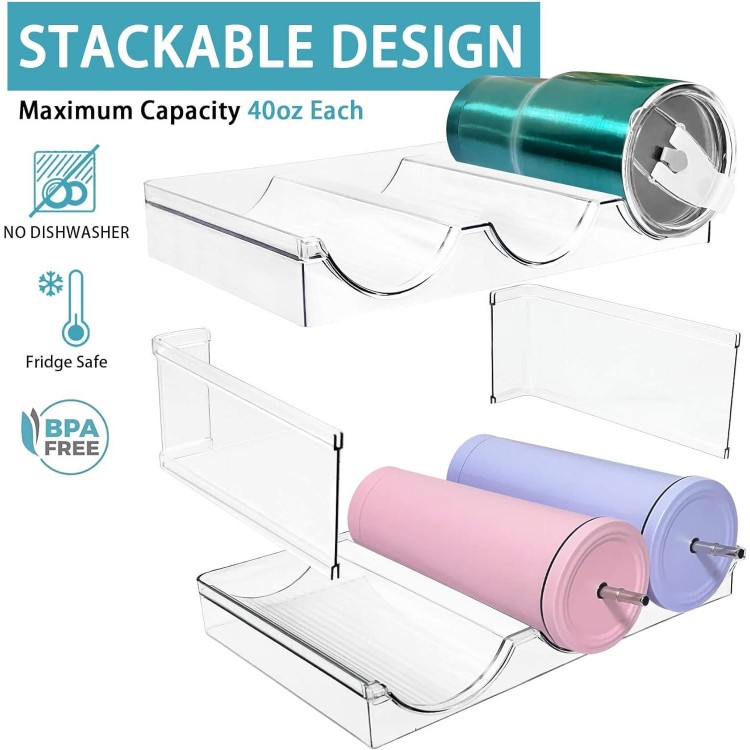 Water Bottle Organizer, Stackable Kitchen Organization and Storage Rack