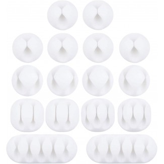 Cable Management Cable Clips, OHill 16 Pack White Adhesive Cord Holders, Ideal Cords Management