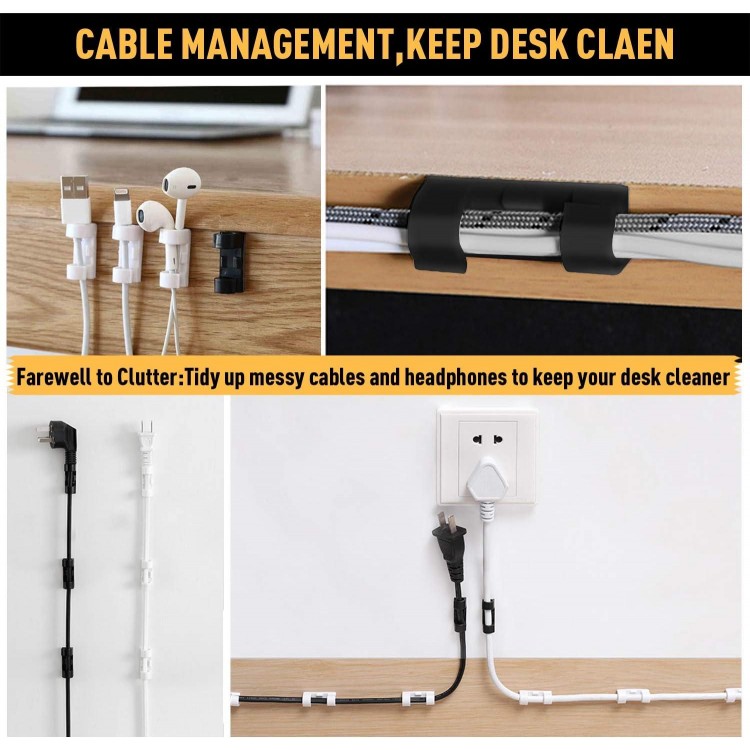 Cable Clips with Strong Self-Adhesive, XIAOXI Cable Management TV PC Wire Holder Sticky Tidy and Organizer Cord