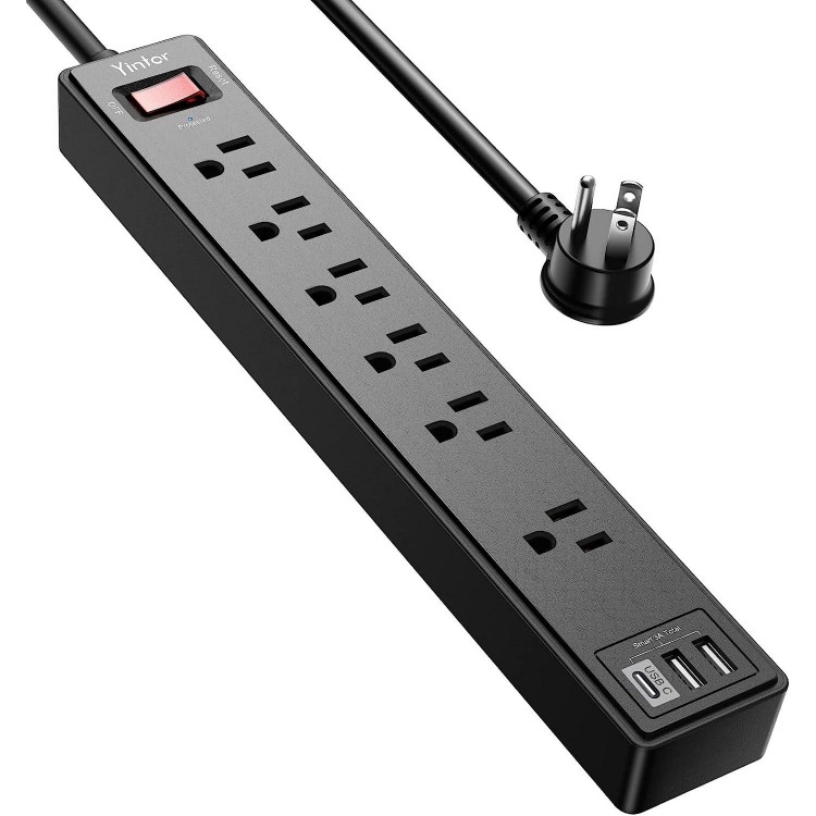 6Ft Power Strip Surge Protector - Yintar Extension Cord with 6 AC Outlets and 3 USB Ports for for Home