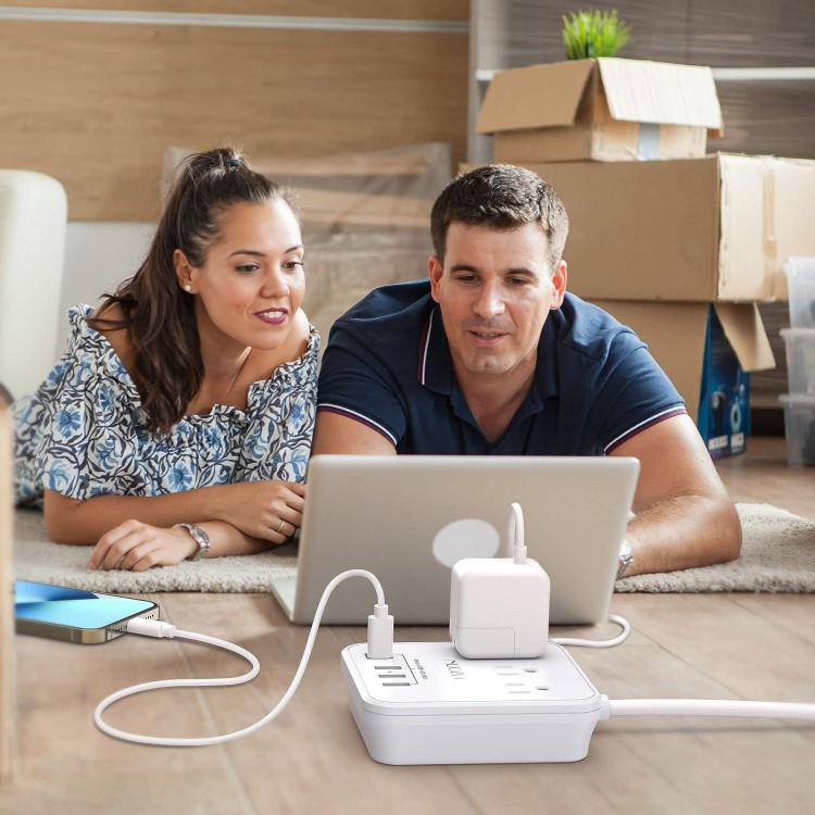 Cruise Essentials,6 Ft Power Strip with 3 Outlets and 4 USB Ports(1 USB C), Non Surge Protector