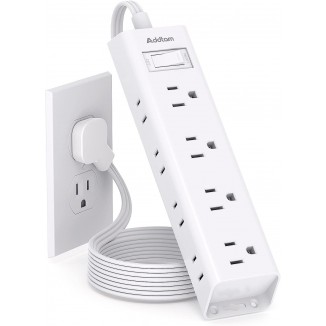 Flat Plug Power Strip, Ultra Thin Extension Cord - Addtam 12 Widely AC 3 Sides Multiple Outlets