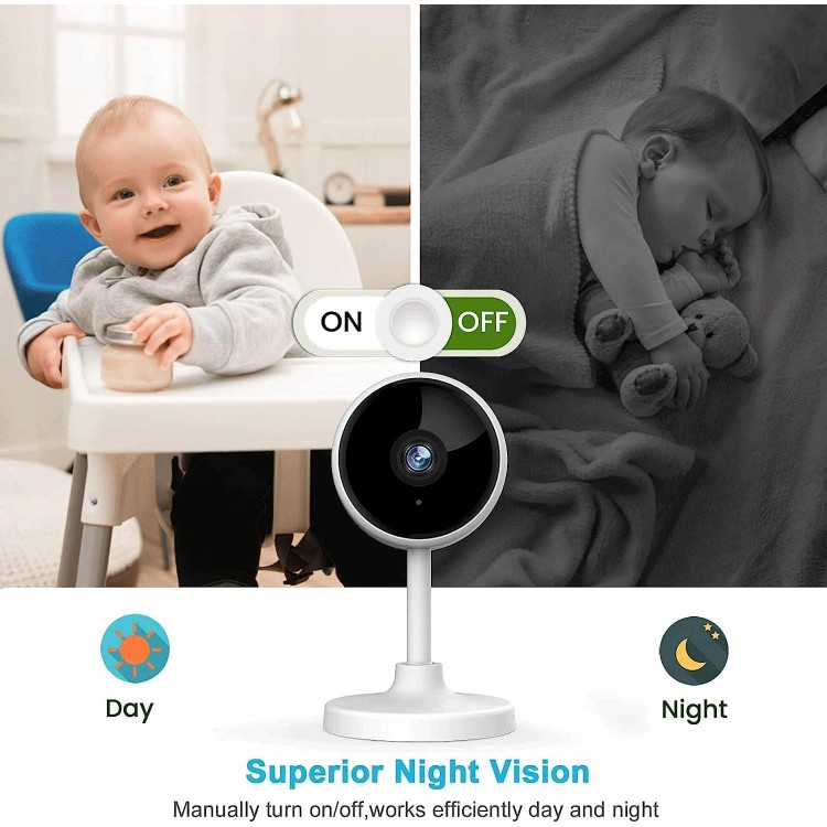 Indoor Camera, Cameras For Home Security With Night Vision, Pet Camera With Phone App