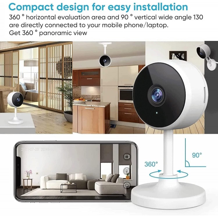 Indoor Camera, Cameras For Home Security With Night Vision, Pet Camera With Phone App