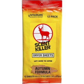 Wildlife Research 580 Scent Killer Autumn Formula Dryer Sheets, 12 Sheets,Yellow