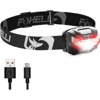 Foxelli Rechargeable Headlamp Flashlight - Super Bright LED Head Lamp