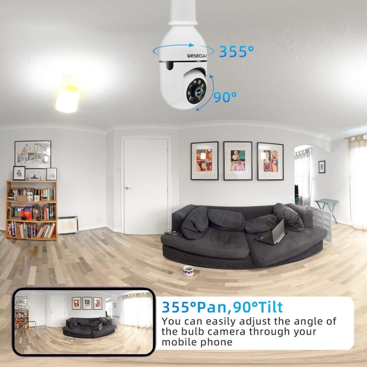 Bulb Security Camera-3MP Bulb Security Camera 2.4GHz,360° Security Cameras Wireless 