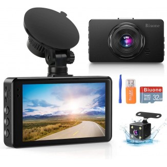 Dash Cam Front and Rear, Dash Camera for Cars with 32G SD Card Super Night Vision, 1080P FHD DVR DashCam Car Dashboard Camera