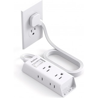 Cruise Essentials - Flat Plug Power Strip, Addtam 5 ft Ultra Flat Extension Cord