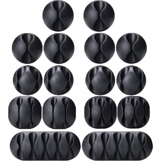 Cable Management Cable Clips, OHill 16 Pack Black Adhesive Cord Holders, Ideal Cords Management