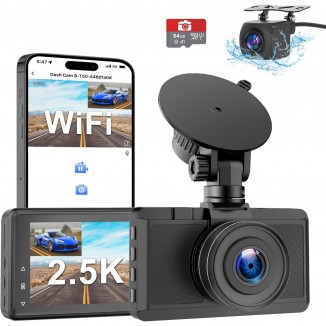 Dash Cam Front and Rear Camera, Otovoda 3Inch Screen WiFi Dash cam, 2.5K+1080P Dash Camera for Cars