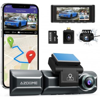 AZDOME M550 3 Channel 4K WiFi Dash Cam, 4K+1080P Dual, 1440P+1080P+1080P Front Inside Rear Triple Car Camera