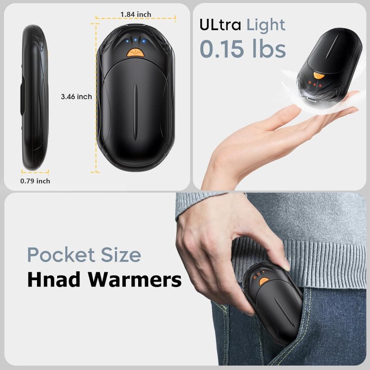 AI Hand Warmers Rechargeable 2 Pack, 6000mAh Electric Hand Warmers