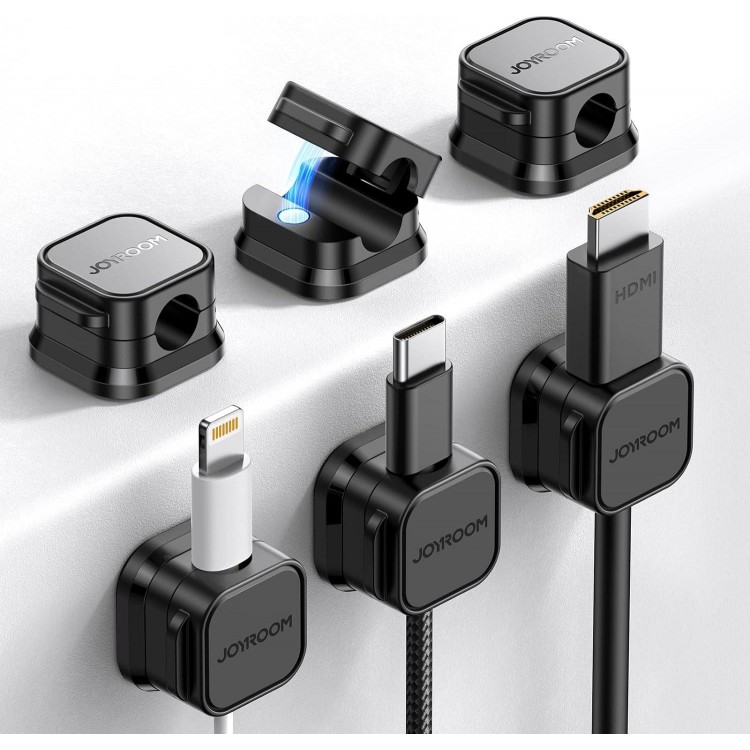 6 Pack Magnetic Cable Clips [Cable Smooth Adjustable] Cord Holder, Under Desk Cable Management
