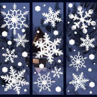 Ivenf Christmas Decorations,Snowflakes Window Clings for Glass Windows