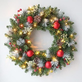 Pre-Lit Christmas Wreath with Lights Artificial Christmas Decorated