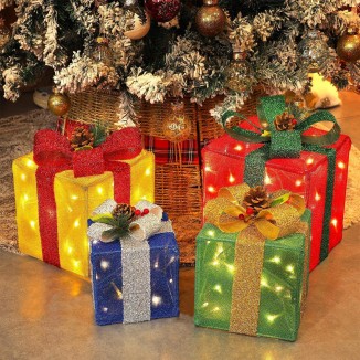 Christmas Lighted Gift Boxes Decorations, Light Up Xmas Tree Ornament