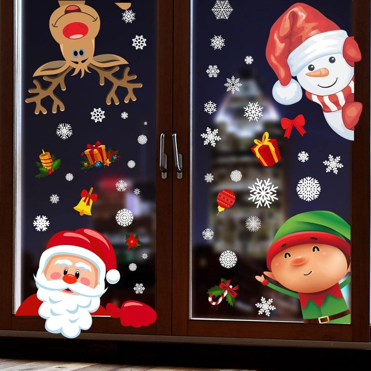 Double-Sided Christmas Window Clings, Window Decorations Stickers for Glass