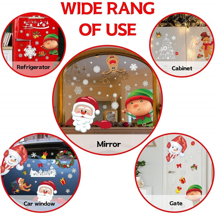 Double-Sided Christmas Window Clings, Window Decorations Stickers for Glass