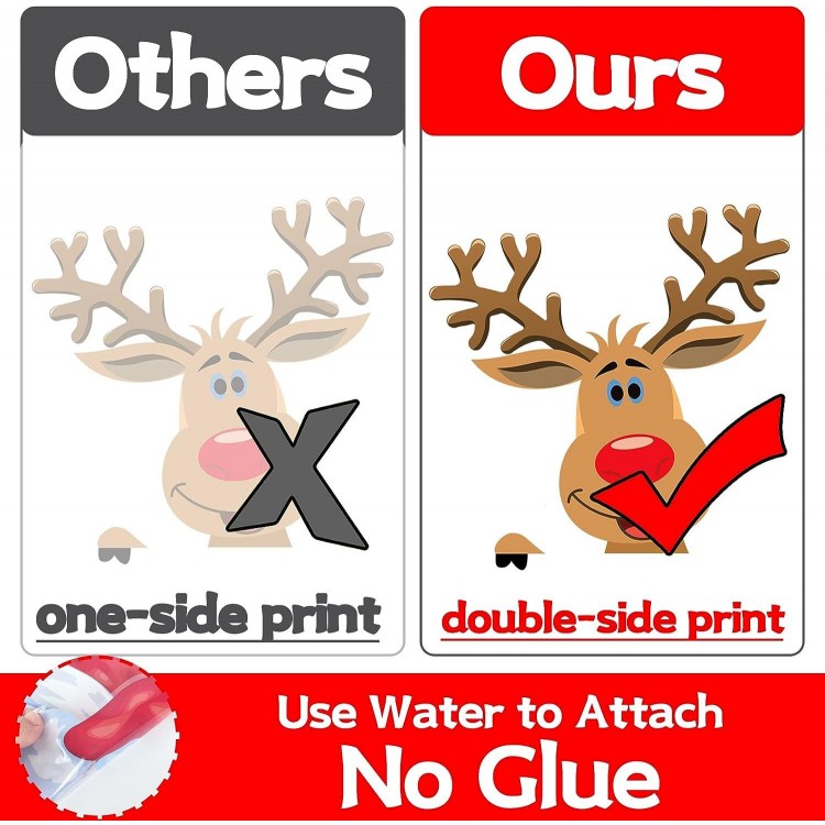 Double-Sided Christmas Window Clings, Window Decorations Stickers for Glass