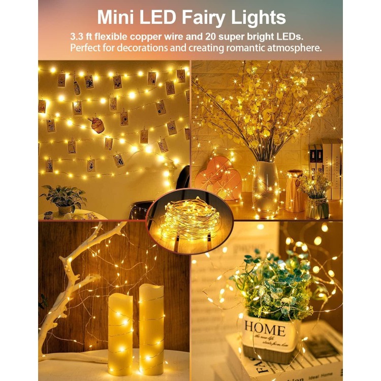 20 Pack Battery Operated Fairy Lights, 3.3ft 20 LED Mini String Lights