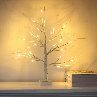 hogardeck 2FT Led Lighted Birch Tree - White Money Tree for Christmas Decorations
