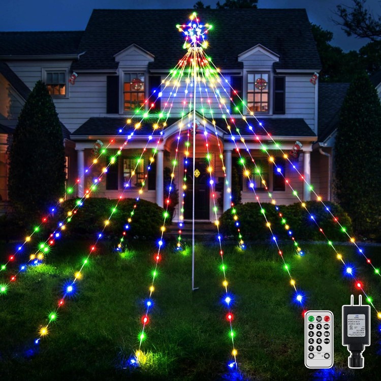 Ollny Christmas Lights Tree 340LED with Topper Star, Waterproof Remote Control