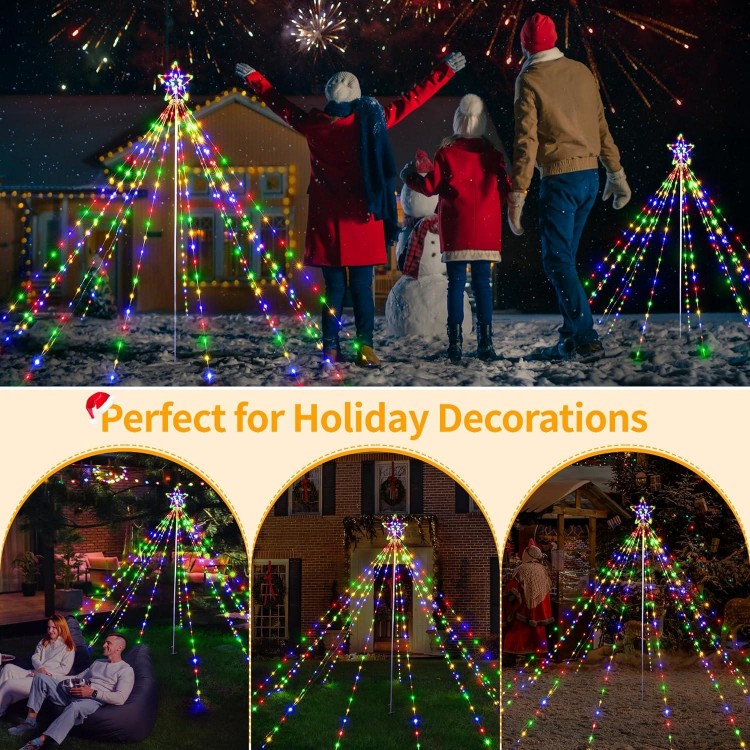 Ollny Christmas Lights Tree 340LED with Topper Star, Waterproof Remote Control