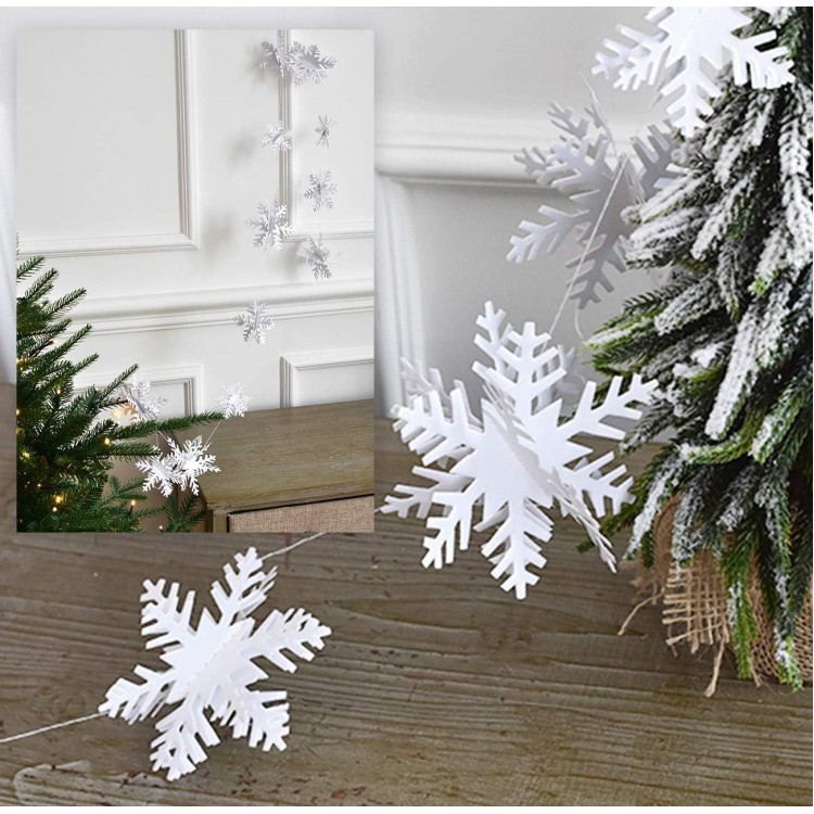 24PCS Snowflake Christmas Decorations - 3D Large White Paper Snowflakes