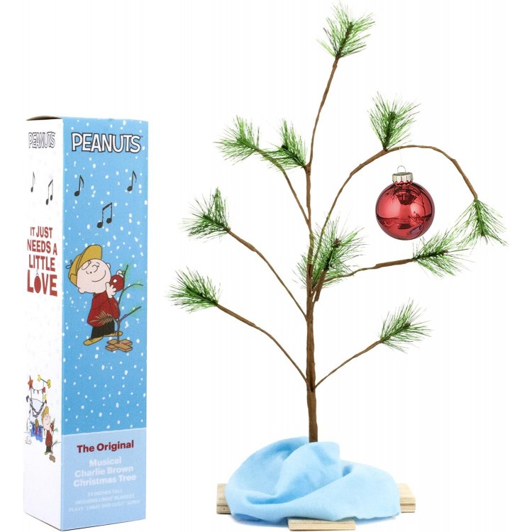 ProductWorks 24-Inch Peanuts Charlie Brown Musical Christmas Tree