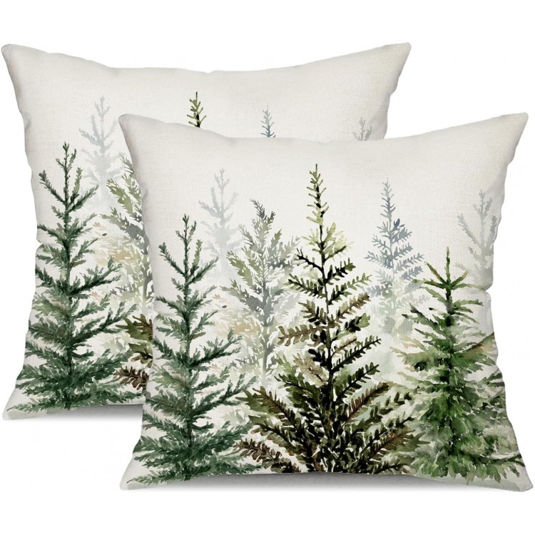 DFXSZ Christmas Pillow Covers Watercolor Christmas Tree Throw Pillows