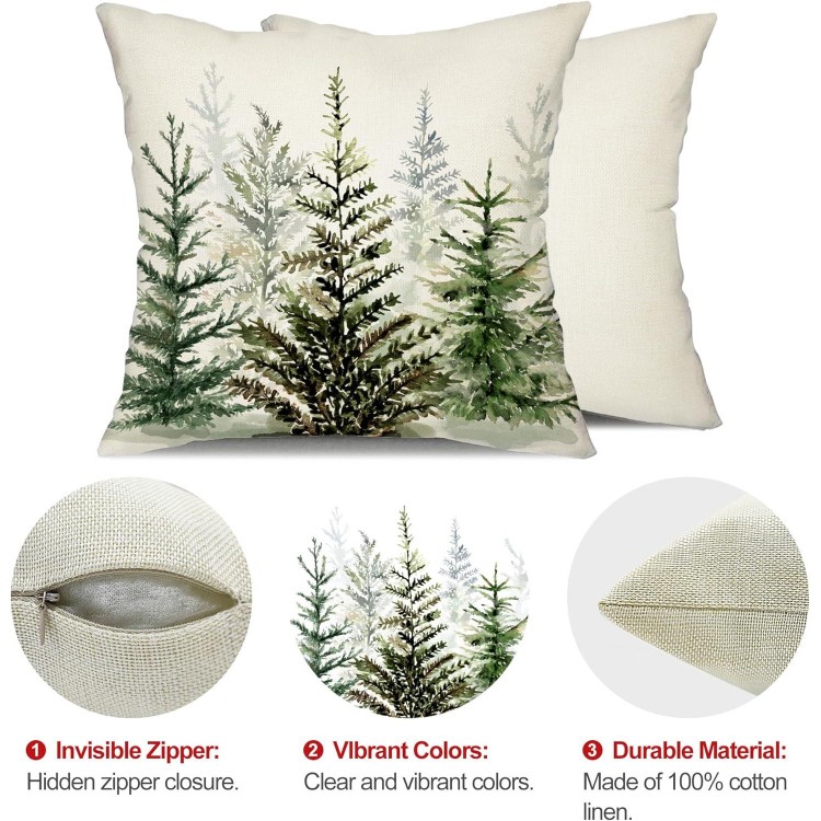 DFXSZ Christmas Pillow Covers Watercolor Christmas Tree Throw Pillows