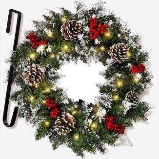 Christmas Wreath for Front Door, Lighted Christmas Wreath