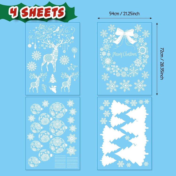 Christmas Window Clings, Reindeer Xmas Decor Stickers for Indoor Decoration