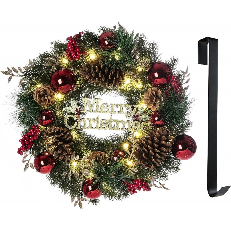 Outdoor Lighted Christmas Wreath for Front Door, Party Decorations
