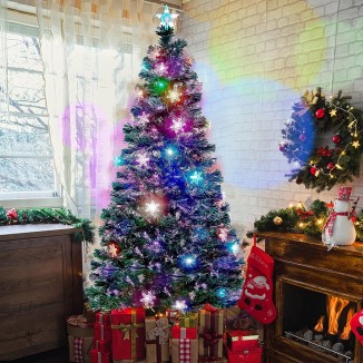 Juegoal Pre-Lit Fiber Optic Christmas Tree - RGB Color Changing Lights