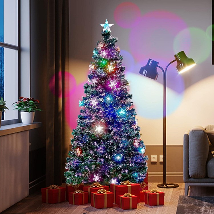 Juegoal Pre-Lit Fiber Optic Christmas Tree - RGB Color Changing Lights