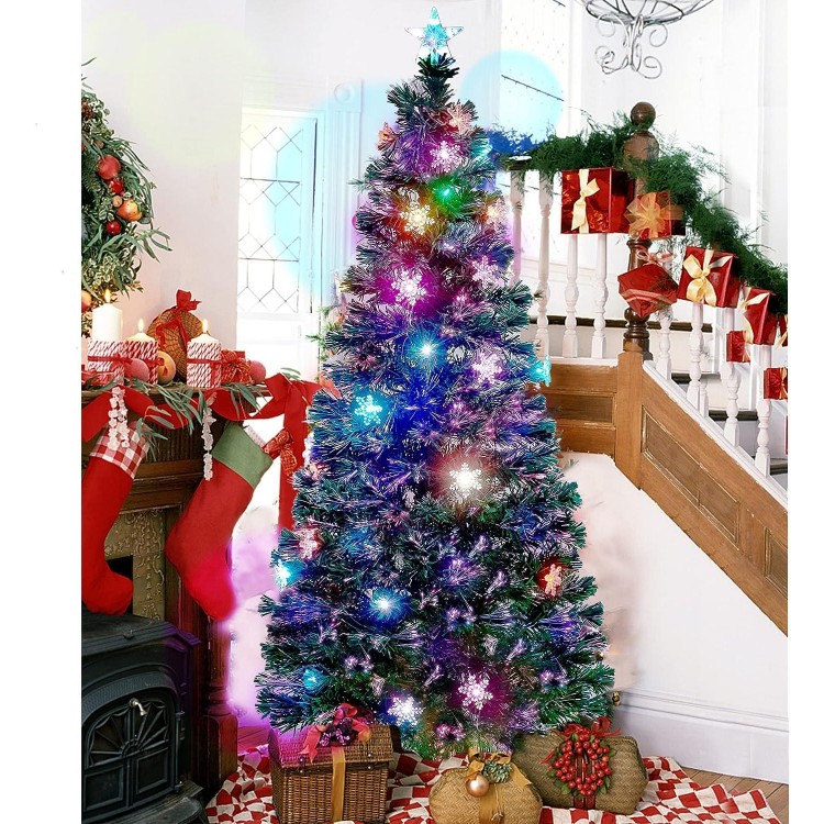 Juegoal Pre-Lit Fiber Optic Christmas Tree - RGB Color Changing Lights