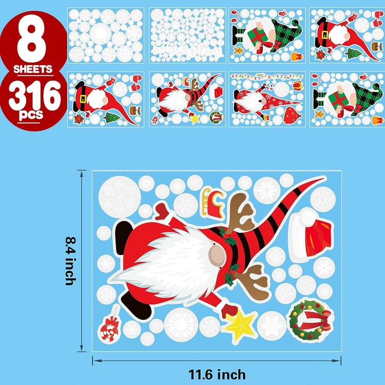 Funnlot Christmas Window Clings,Sheets Decals for Glass Windows Decor